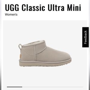 NWT Ugg Classic Ultra Mini boots in Goat/Grey - Size 8